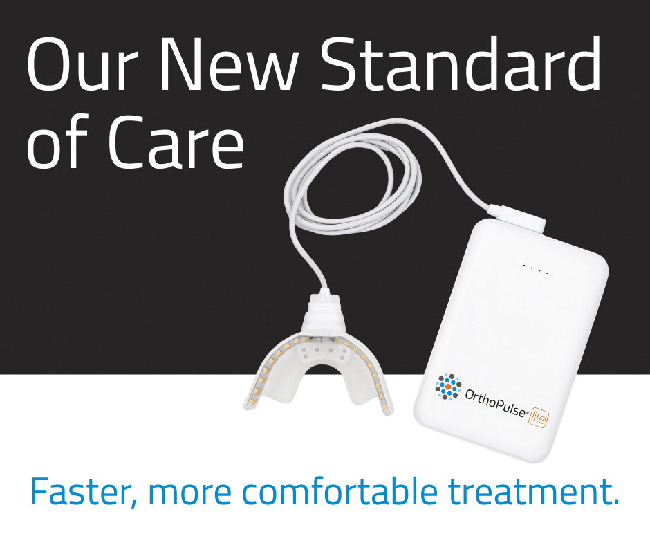 OrthoPulse Lite device used at Young Orthodontics in Wellington, FL to support faster and more comfortable orthodontic treatment with Invisalign and braces.